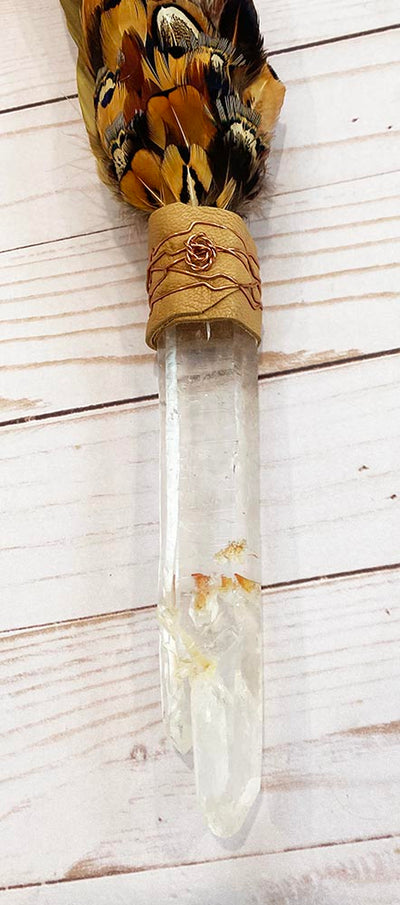 Sacred Prayer Fan with Quartz Handle