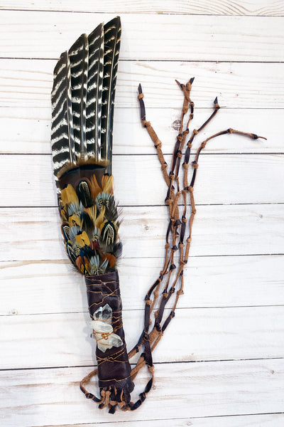 Lakota Sioux Medicine Prayer Fan in Fringed Turkey Feather