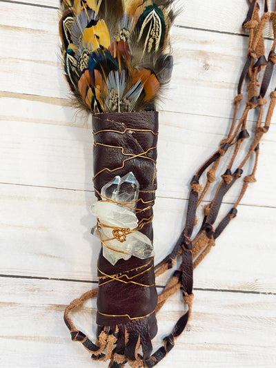 Lakota Sioux Medicine Prayer Fan in Fringed Turkey Feather