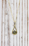 Solid 14K Gold Moldavite Teardrop Pendant Necklace Real Moldavite