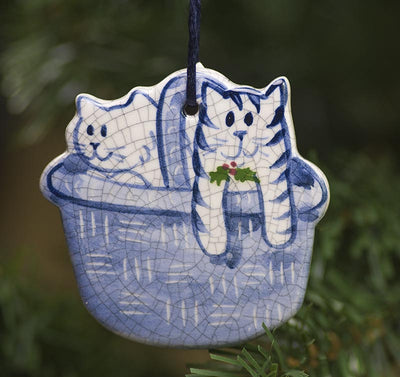 Kitties in a Basket Hanging Ornament
