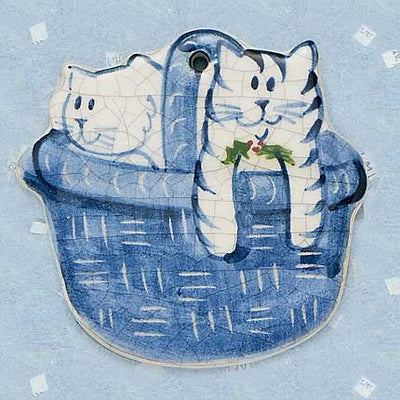 Kitties in a Basket Hanging Ornament