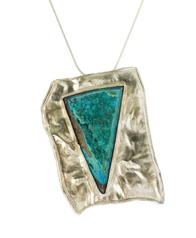 Chrysocolla "Torpedo" Silver Art Jewelry Pendant by Carina Rossner | Whisperingtree.net