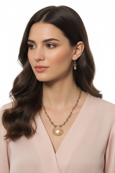 Hand Made Jewelry Rutilated Quartz, Smoky Quarts and Andalucite Necklace and Earring Set by Kristin Ford | Whisperingtree.net