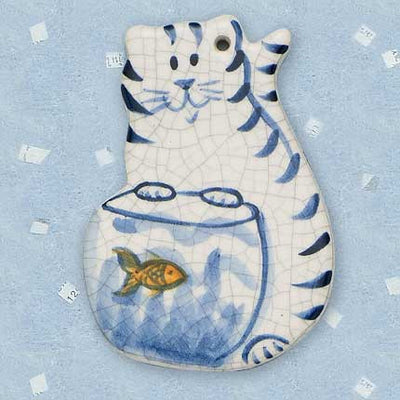 Cat with Fishbowl Hanging Ornament