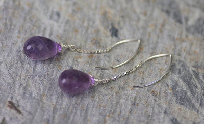 Open Earwire Amethyst Drops Earrings by Kristin Ford