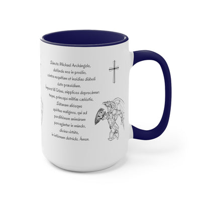St Michael Prayer in English and Latin, Navy Mug, Archangel Michael, Angel Gift, Saint Michael, Catholic Gift, Christian Gift