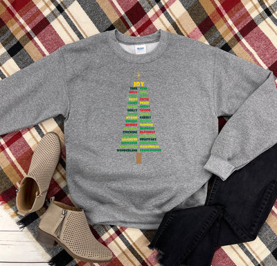 Christmas Words Christmas Tree Shirt, Christmas Religious Shirt, Christian Gift, Christian Sweatshirt