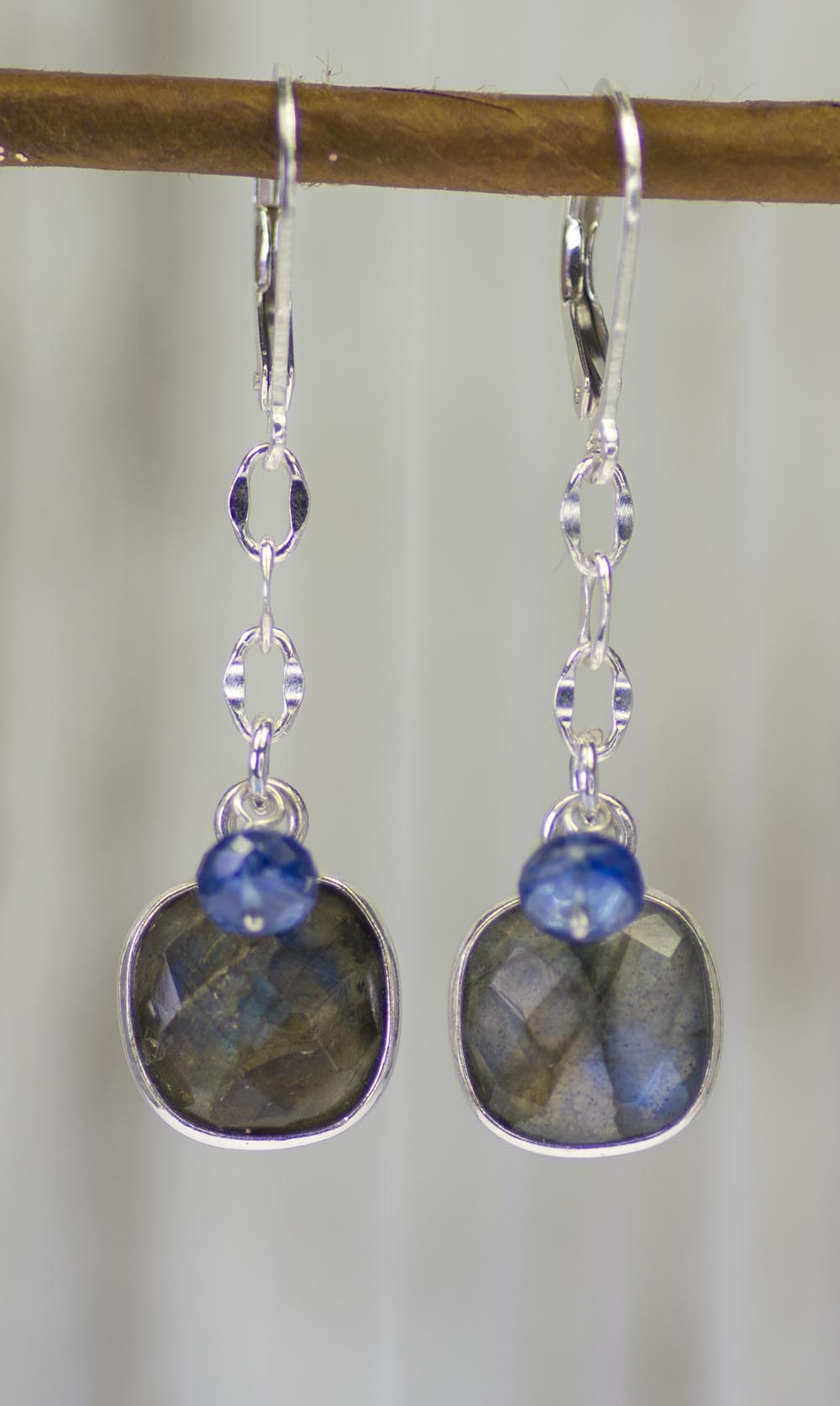 Labradorite and Kyanite Earrings by Kristin Ford
