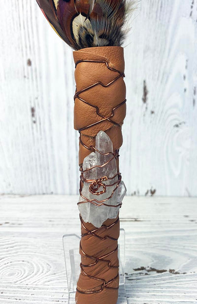 Lakota Sioux Sacred Prayer Fan with Copper wrapped Quartz