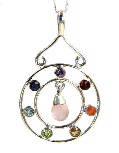 Chakra Pendant with Rose Quartz Drop | Whisperingtree.net