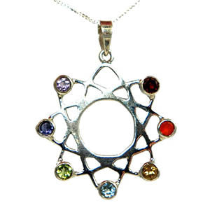 Eight Pointed Star Sterling Silver Chakra Pendant