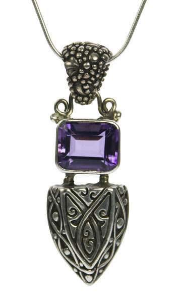 Sterling Silver Amethyst Shield Pendant | Whisperingtree.net