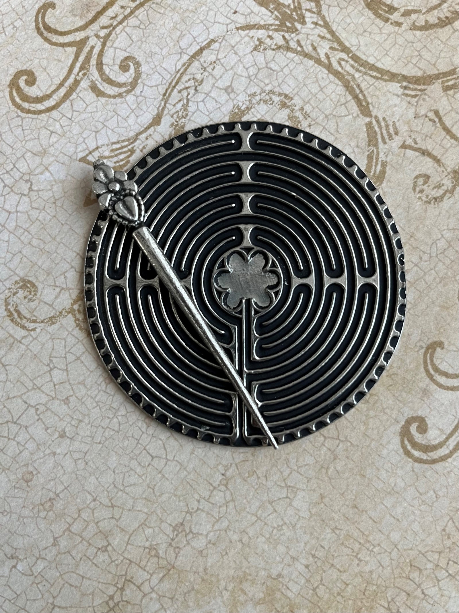 Chartres Labyrinth | Pewter Hand Labyrinth 3"