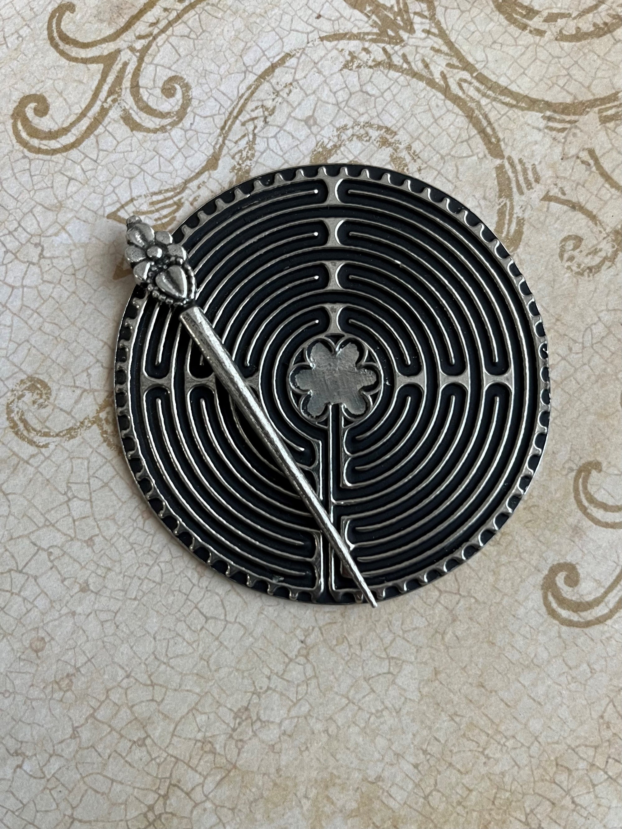 Chartres Labyrinth | Pewter Hand Labyrinth 3"