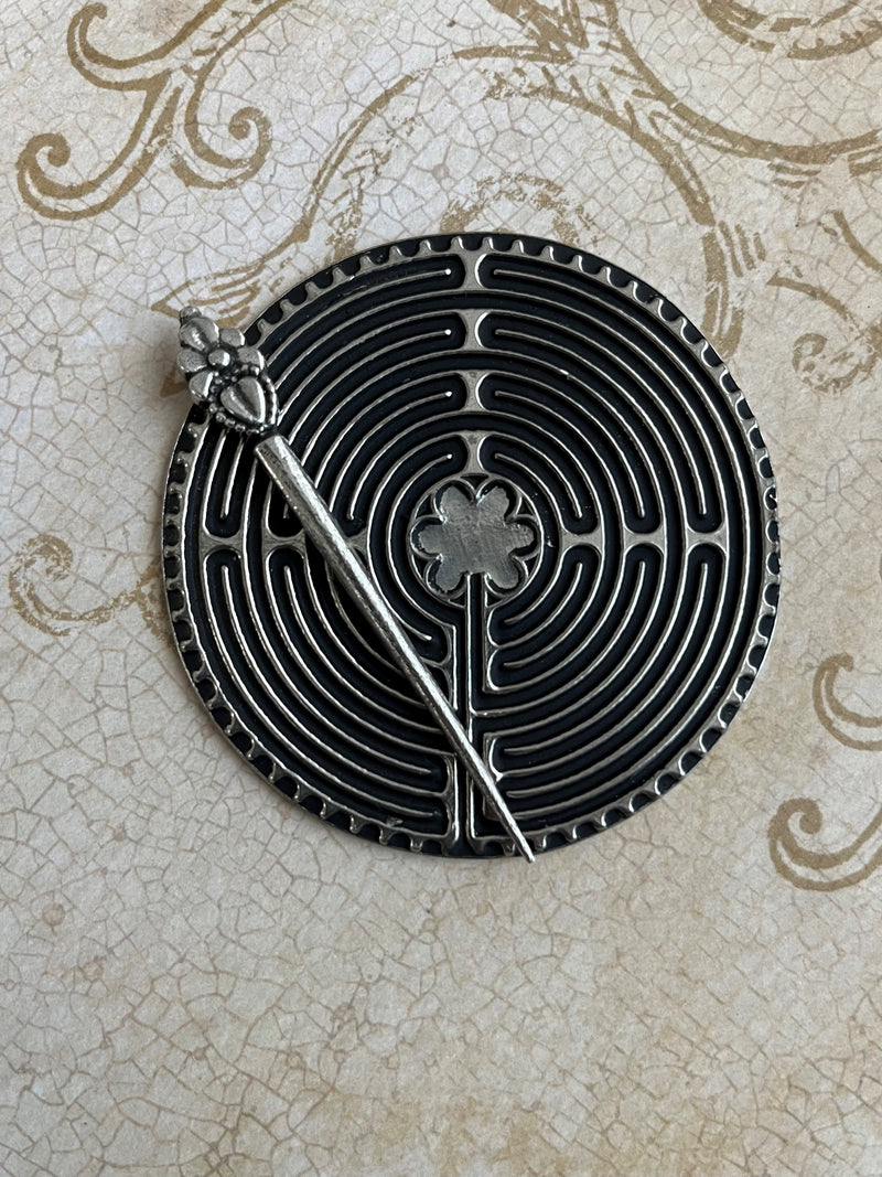 Chartres Labyrinth | Pewter Hand Labyrinth 3"
