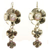 Dogwood Flower with Moonstone and Pearls Earrings