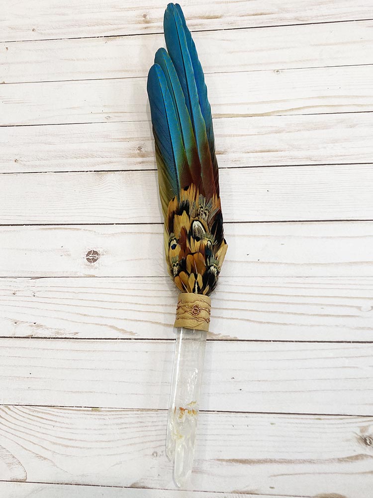 Sacred Prayer Fan with Quartz Handle