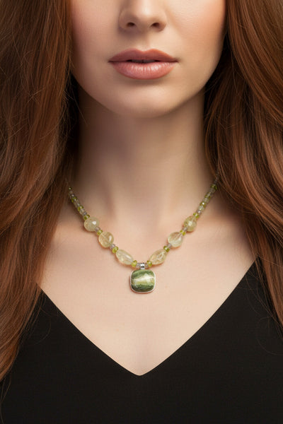 Tanzanian Green Opal, Peridot and Labradorite Protection Handmade Necklace by Kristin Ford