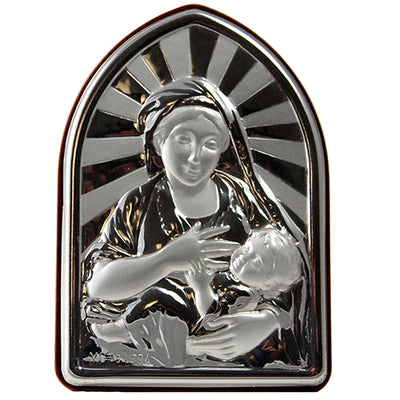 Blessed Mother and Child Fine Silver Icon