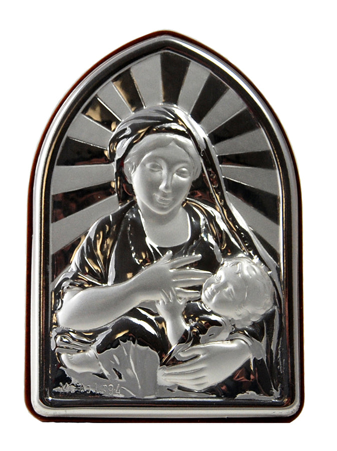 Blessed Mother and Child Fine Silver Icon