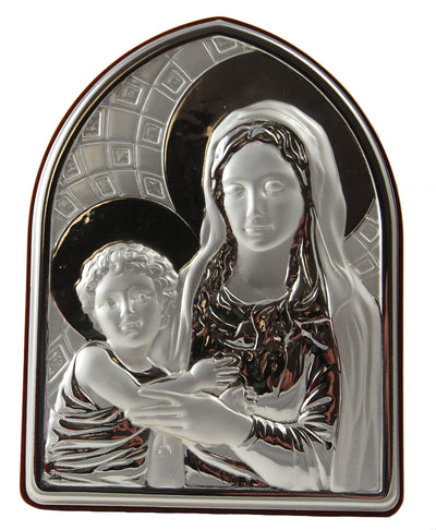Blessed Mother and Child Jesus Fine Silver Icon