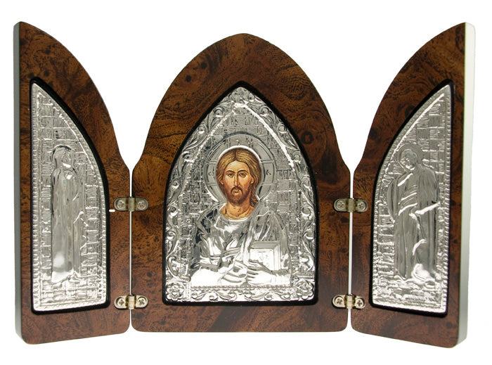 Jesus Triptych Fine Silver Icon Made in Italy