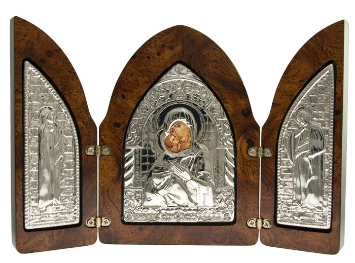 Mary TripTych Fine Silver Icon Made in Italy