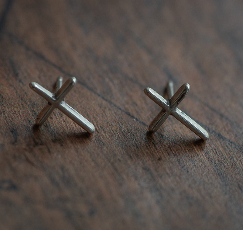 Sterling Silver Cross Post Earrings