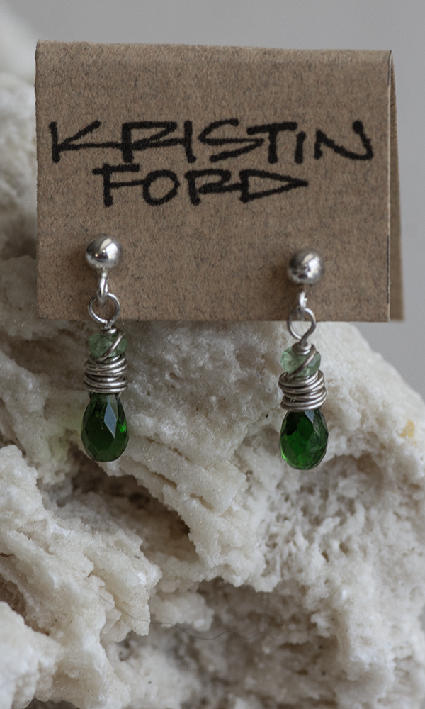 GreenTsavorite Garnet Sterling Silver Ear Post