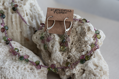 Multi Color Tourmaline Necklace and Earring Set
