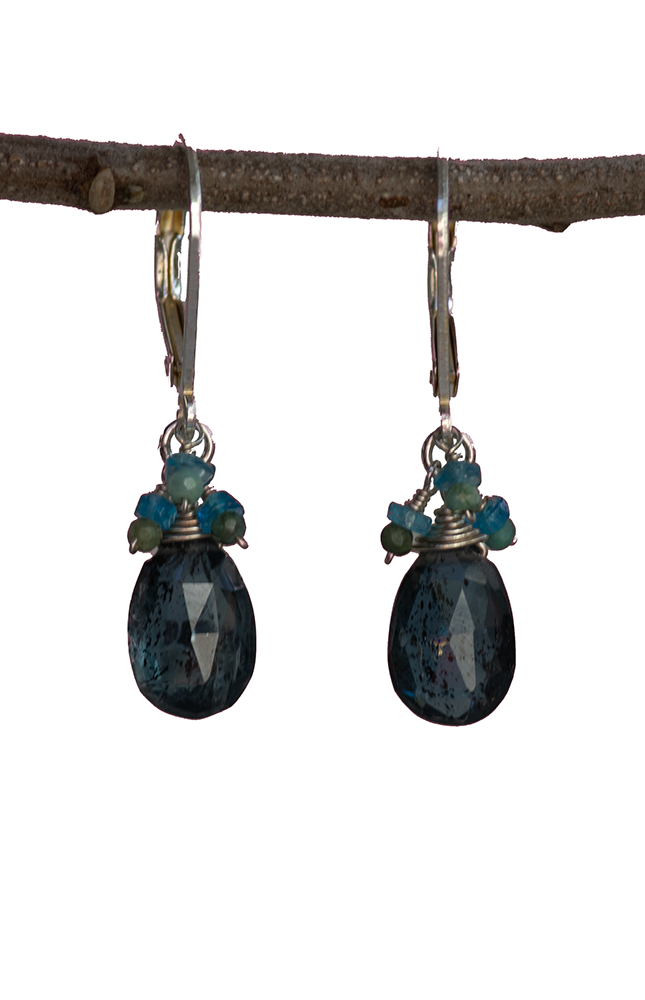 NEW Indigo Kyanite, Neon Apatite and Turquoise Earrings by Kristin Ford