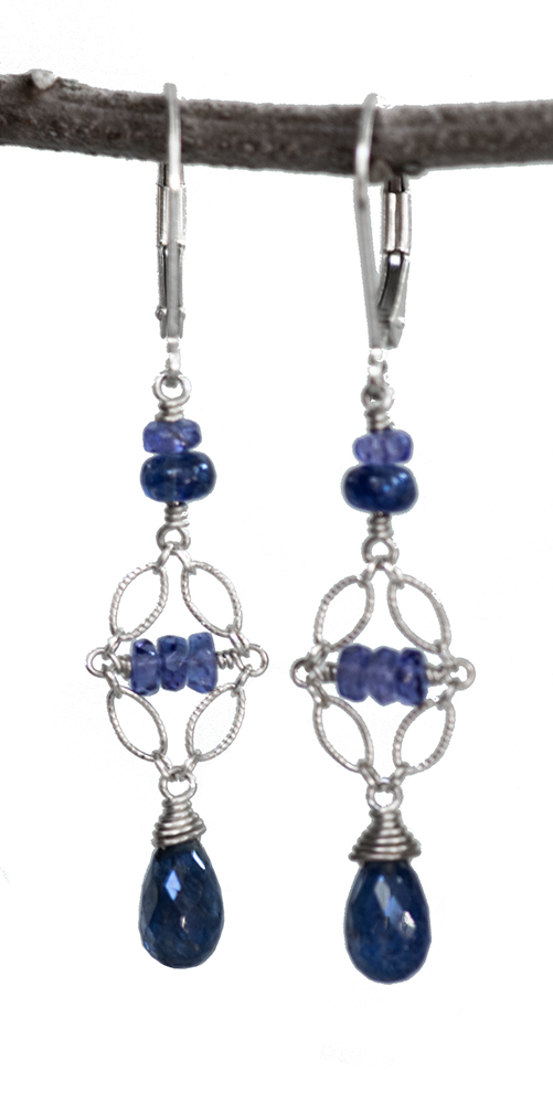 NEW Kyanite and Tanzanite Chandelier Kristin Ford Earrings