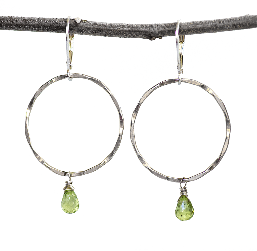 NEW Peridot Sterling Silver Hoop Earrings