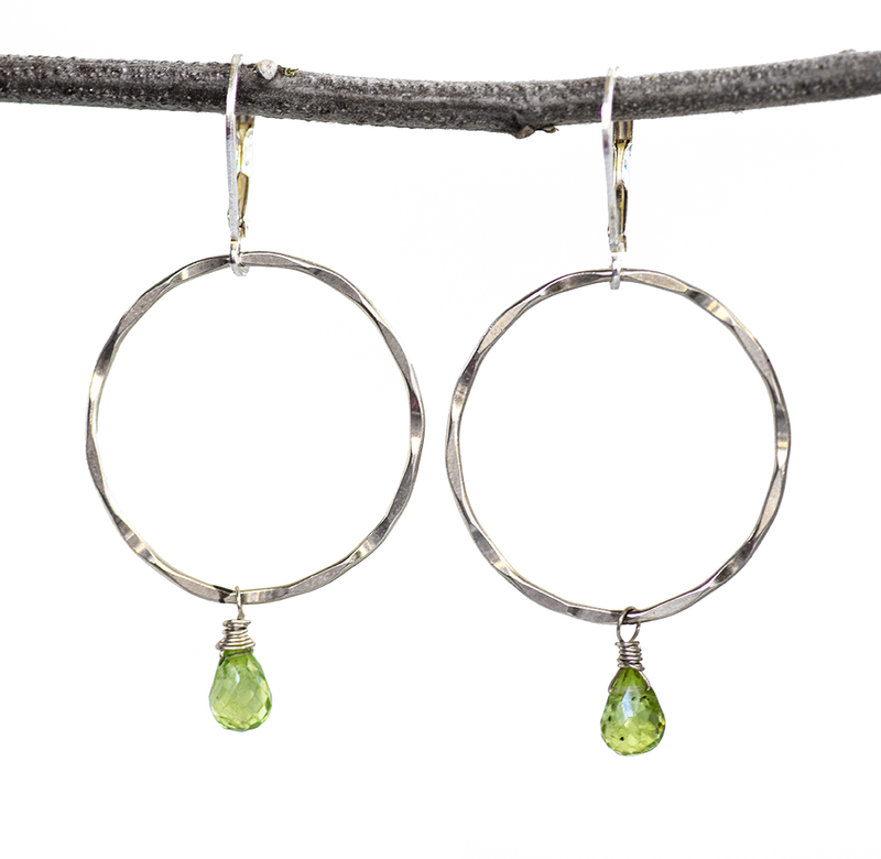 NEW Peridot Sterling Silver Hoop Earrings