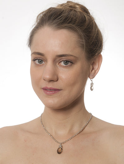 Smoky Quartz, Pearl and Natural Zircon Necklace and Earing Set by Kristin Ford Jewelry with Meaning | Whisperingtree.net