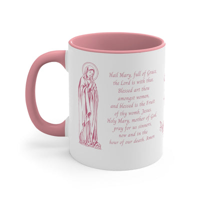 Hail Mary in English and Latin (Ave Maria), Pink Mug, Virgin Mary, Hail Mary Prayer, Catholic Gift, Christian Gift