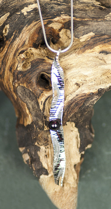 Ripples Red Garnet Modern Argentium Sterling Silver Art Jewelry Necklace by Wendy Foreman Handmade Handcrafted | Whisperingtree.net