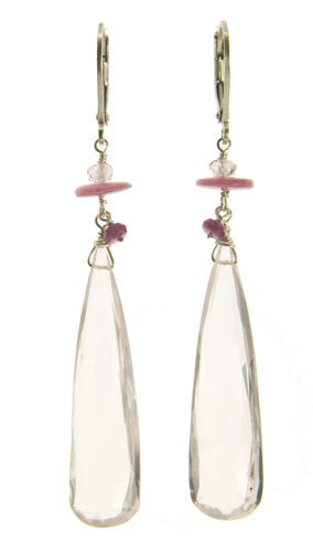Kristin Ford Rose Quartz, Ruby, and Sapphire Earrings | Whisperingtree.net