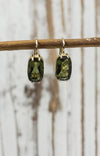 Solid 14K Gold Large Moldavite Earrings Real Moldavite