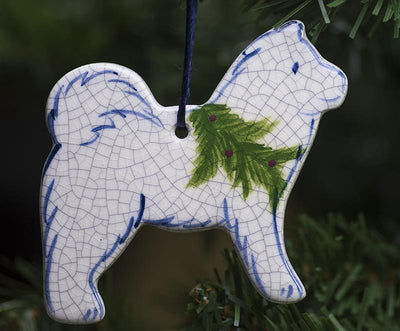 Christmas Doggie Hanging Ceramic Ornament