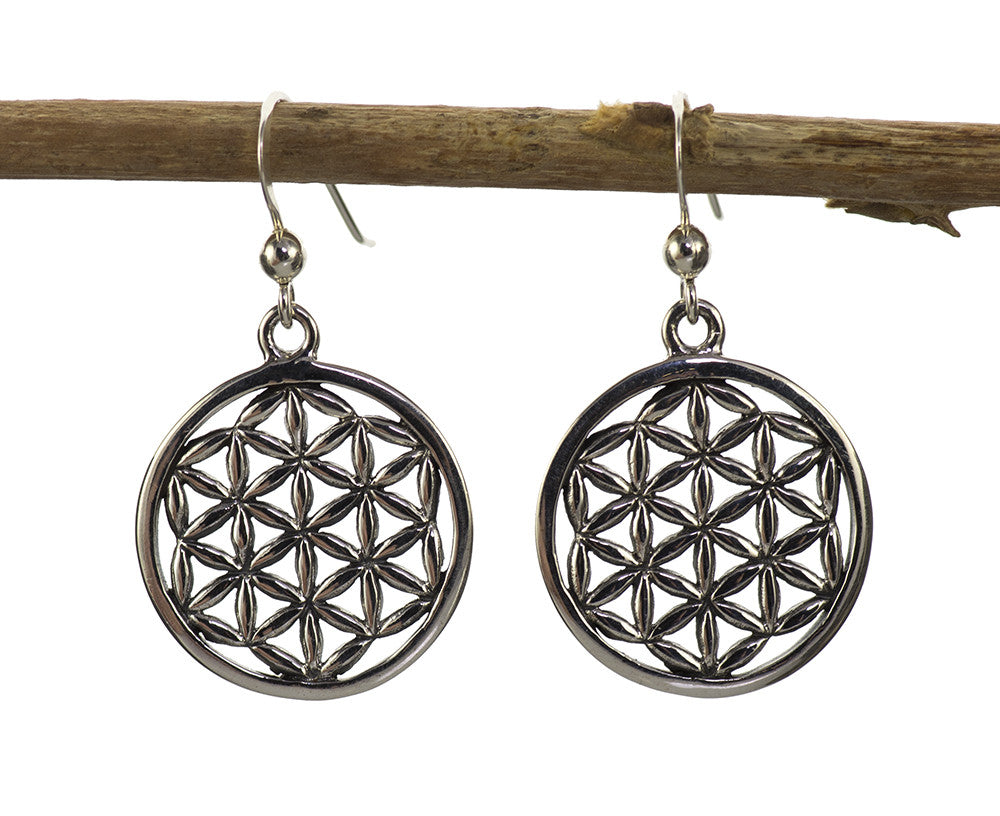 Flower of Life Earrings in Sterling Silver