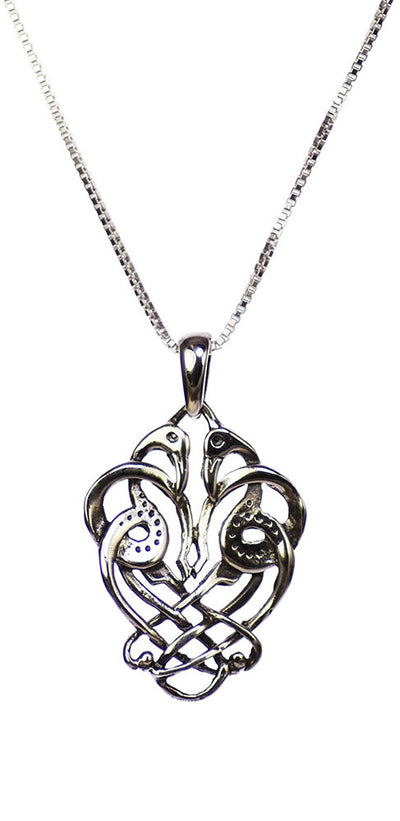 Celtic Knot Celtic Cranes Sterling Silver Pendant Necklace | Whisperingtree.net