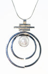 Pearl Infinity Rings Art Jewelry Modern Sterling Silver Pendant Necklace | Whisperingtree.net