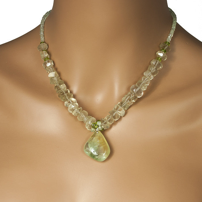 Kristin Ford Prehnite, Lemon Quartz and Peridot Evolution Necklace  - One of a Kind