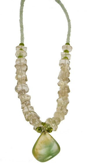 Kristin Ford Prehnite, Lemon Quartz and Peridot Evolution Necklace  - One of a Kind