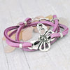 Butterfly Purple Leather Boho Wrap Bracelet