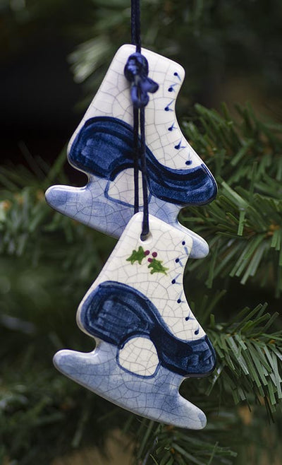 Ice Skates Hanging Ceramic Ornament