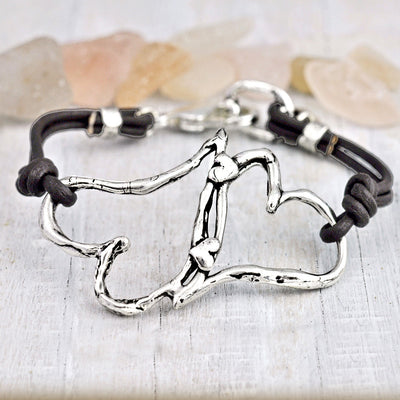 Hearts Entwined Leather Bracelet