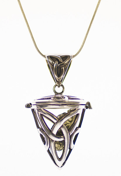 Sterling SIlver Moldavite Pendulum Pendant Necklace Real Moldavite